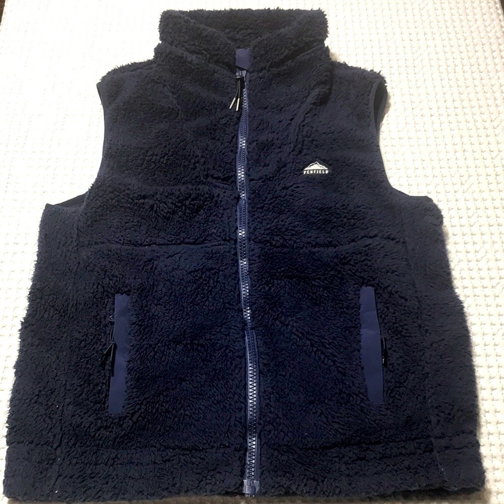 Penfield Vest Women Medium Sherpa Zip Front Pockets Teddy Bear Warm